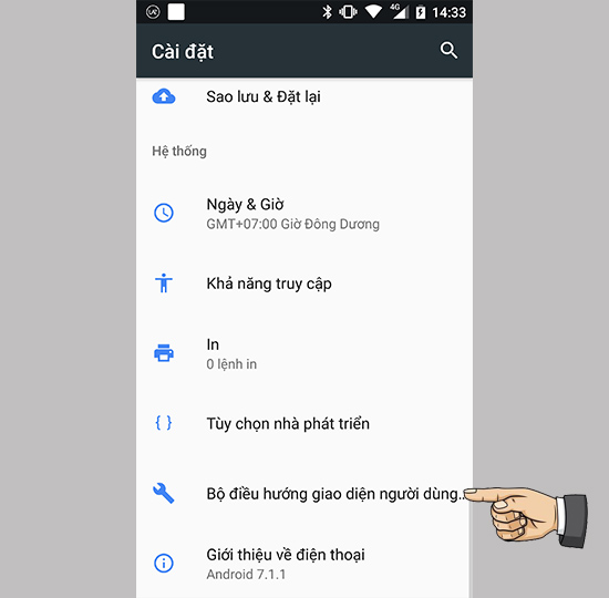 Vào bộ điều hướng